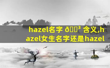 hazel名字 🌳 含义,hazel女生名字还是hazel